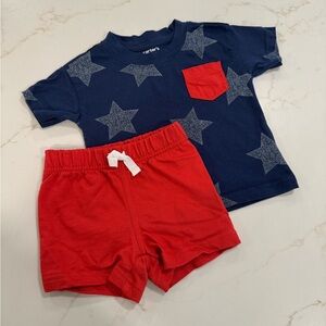 Carter's Blue Star Shirt and Red Shorts Set